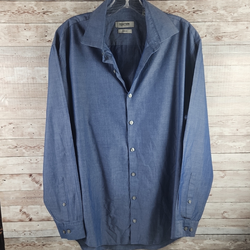 Kenneth Cole Reaction Men's Blue Button-Down Shirt